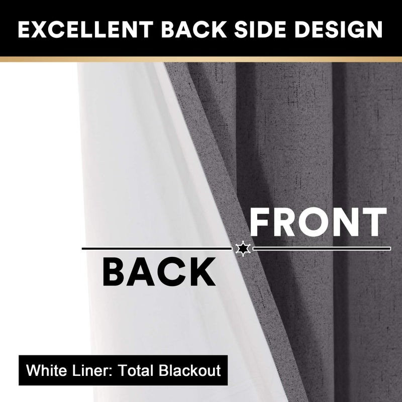 PrinceDeco 100% Blackout Curtains for Sliding Glass Door Blackout Curtains 84 Inches Long Extra Wide Thermal Curtains for Sliding Glass Door Room Divider Curtains,W100 X L84 Inch,Grey - Image 5